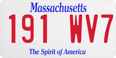 MA license plate 191WV7