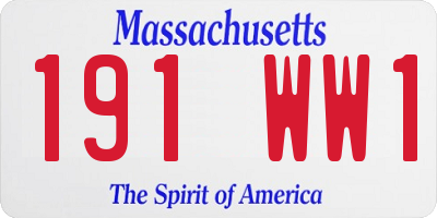 MA license plate 191WW1