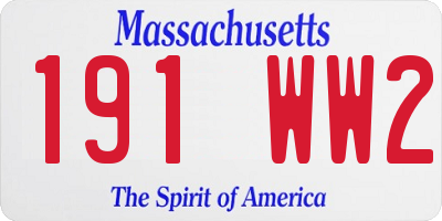 MA license plate 191WW2