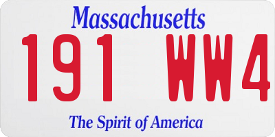 MA license plate 191WW4