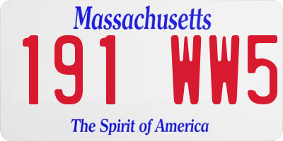 MA license plate 191WW5