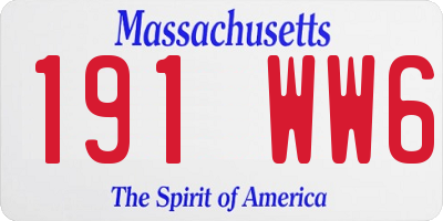 MA license plate 191WW6