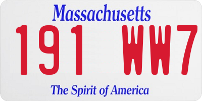 MA license plate 191WW7