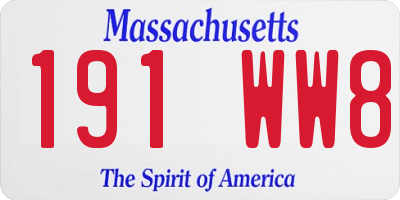 MA license plate 191WW8