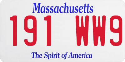 MA license plate 191WW9