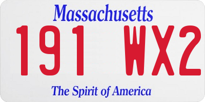 MA license plate 191WX2