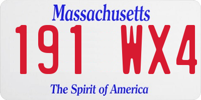 MA license plate 191WX4