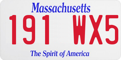 MA license plate 191WX5