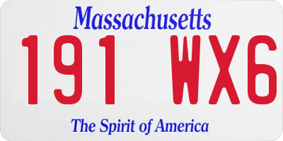 MA license plate 191WX6