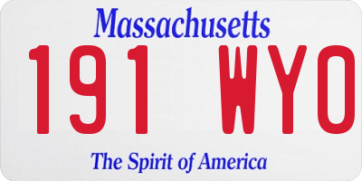 MA license plate 191WY0