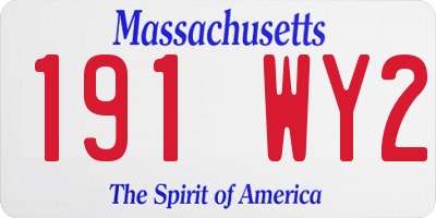 MA license plate 191WY2