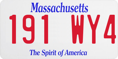MA license plate 191WY4
