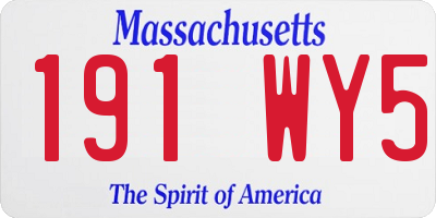 MA license plate 191WY5