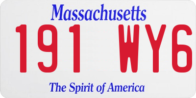 MA license plate 191WY6