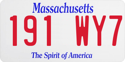 MA license plate 191WY7