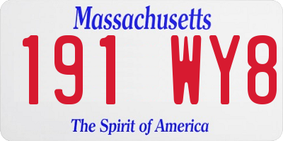 MA license plate 191WY8