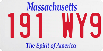 MA license plate 191WY9