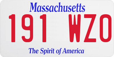 MA license plate 191WZ0