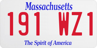 MA license plate 191WZ1