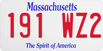 MA license plate 191WZ2