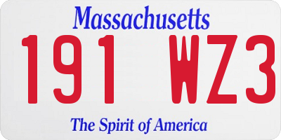 MA license plate 191WZ3