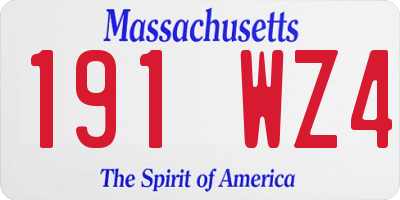 MA license plate 191WZ4