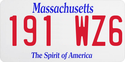 MA license plate 191WZ6