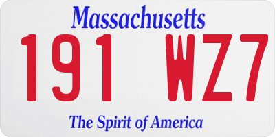 MA license plate 191WZ7