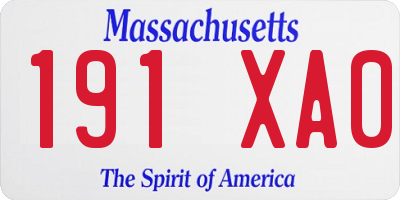 MA license plate 191XA0