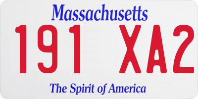 MA license plate 191XA2