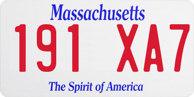 MA license plate 191XA7