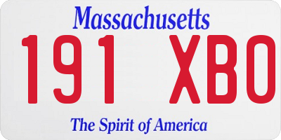 MA license plate 191XB0