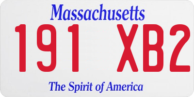 MA license plate 191XB2