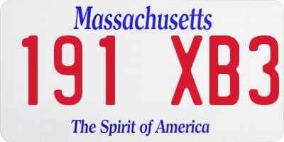 MA license plate 191XB3