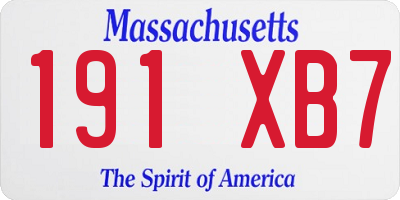 MA license plate 191XB7