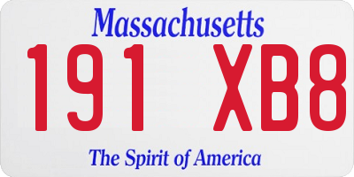 MA license plate 191XB8