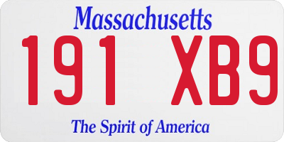 MA license plate 191XB9
