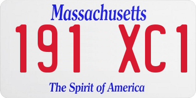 MA license plate 191XC1