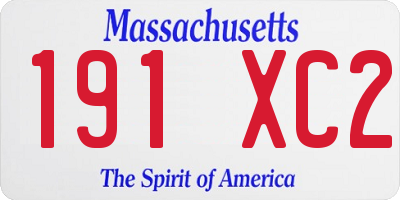 MA license plate 191XC2