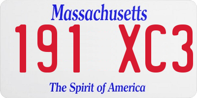 MA license plate 191XC3
