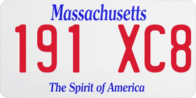 MA license plate 191XC8