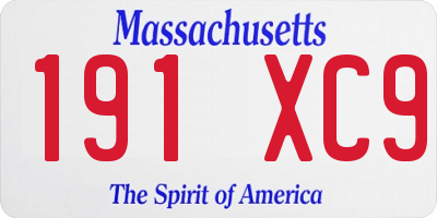 MA license plate 191XC9