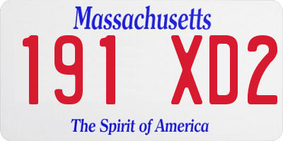 MA license plate 191XD2