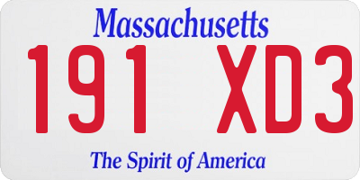 MA license plate 191XD3