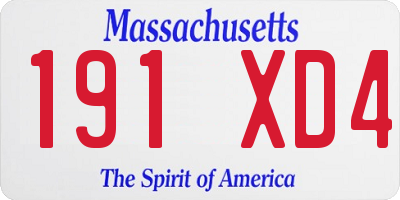 MA license plate 191XD4
