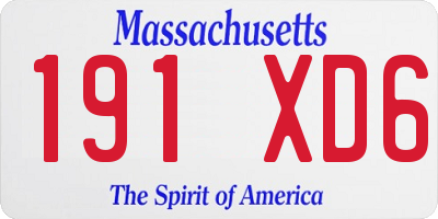 MA license plate 191XD6