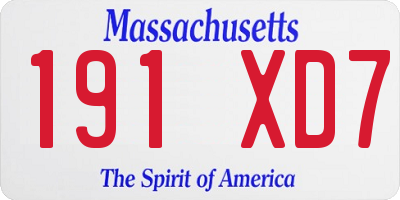 MA license plate 191XD7