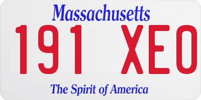 MA license plate 191XE0