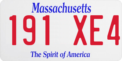 MA license plate 191XE4