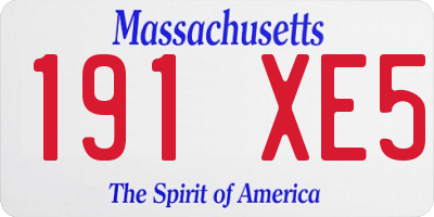 MA license plate 191XE5